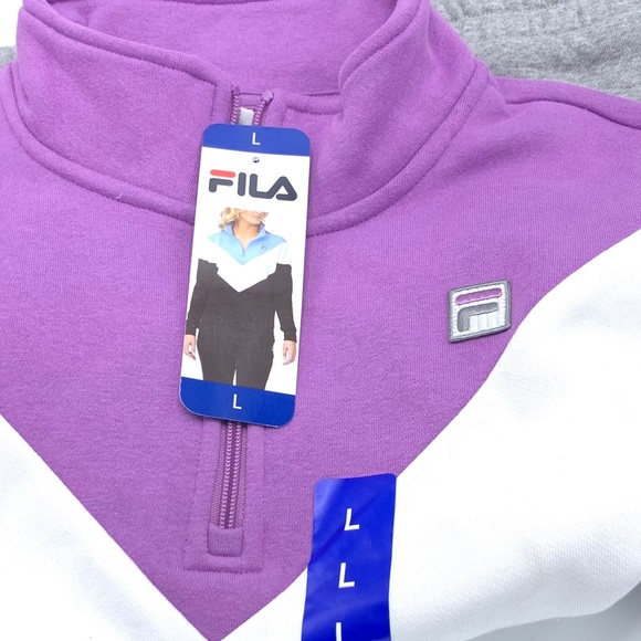 FILA Size L Women Quarter Zip Pullover Sweatshirt - Picture 2 of 13